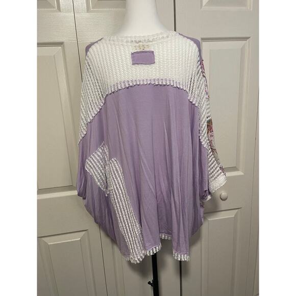 POL Purple and Floral V Neck Top - Picture 3 of 3